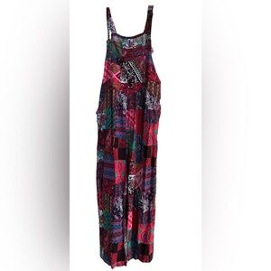 Vintage Women’s Retro Pattern Jumpsuit Overalls Psychedelic Wide Leg XL